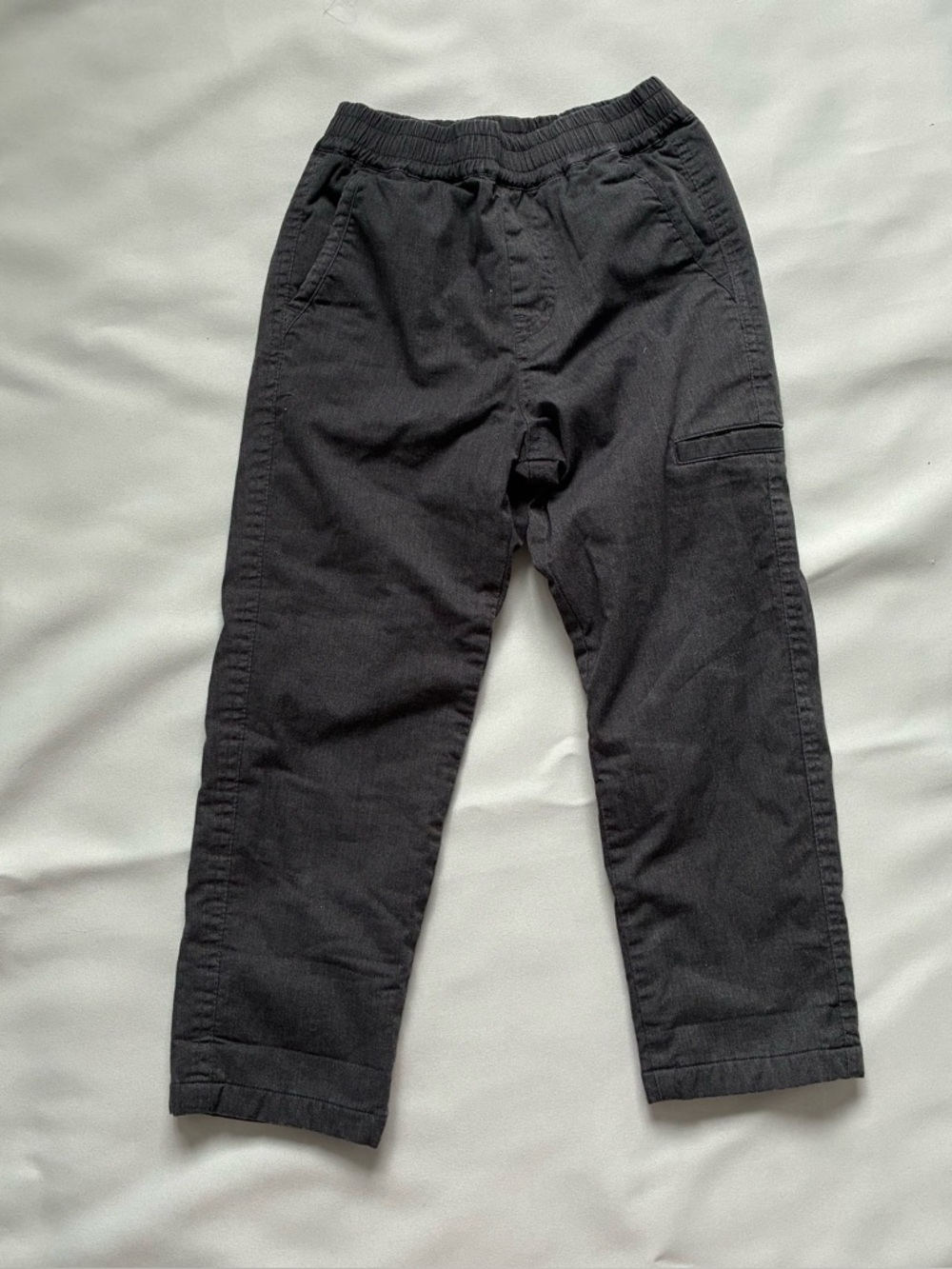 Uniqlo Kids Boys Pants Gray  Fleece Lined Elastic Waist Pull On Small 5-6Y *READ